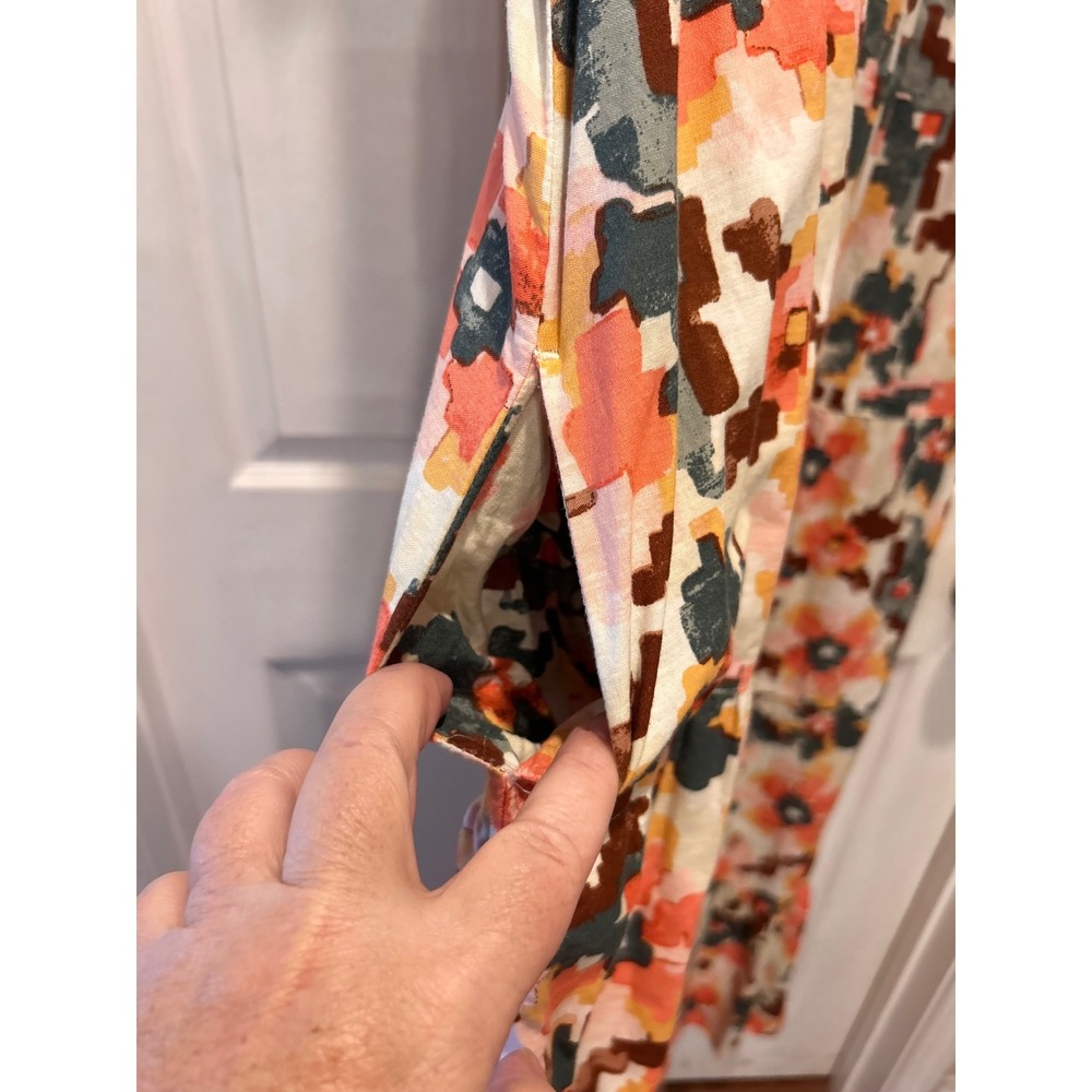 Sonoma Goods For Life Womens Large Cotton Tiered Maxi Dress Abstract Floral Boho - Picture 5 of 8